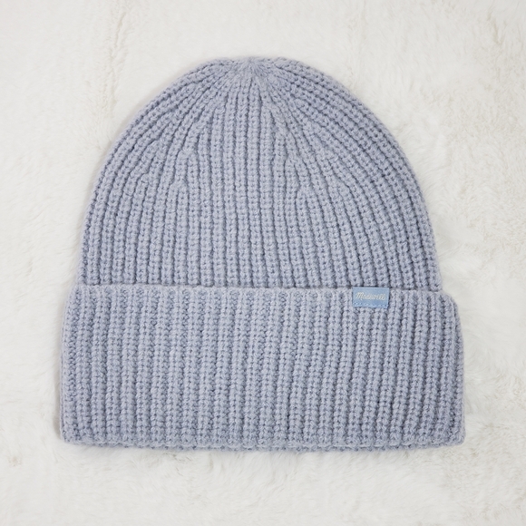 Madewell Hat Beanie Heather Blue Alpaca Blend Ribbed Serene Cottagecore Winter - Picture 1 of 3